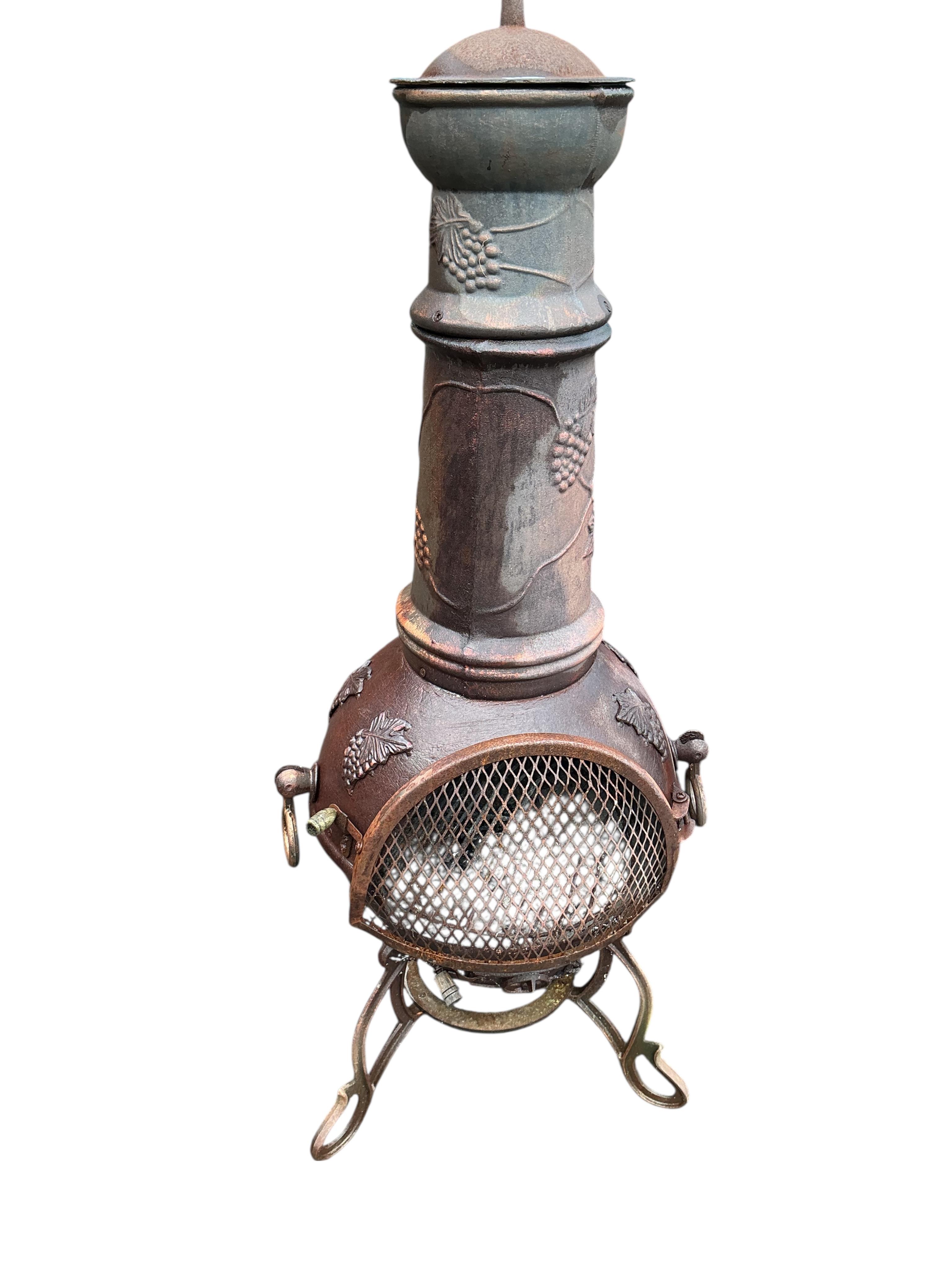A cast metal chimenea, height 126cm